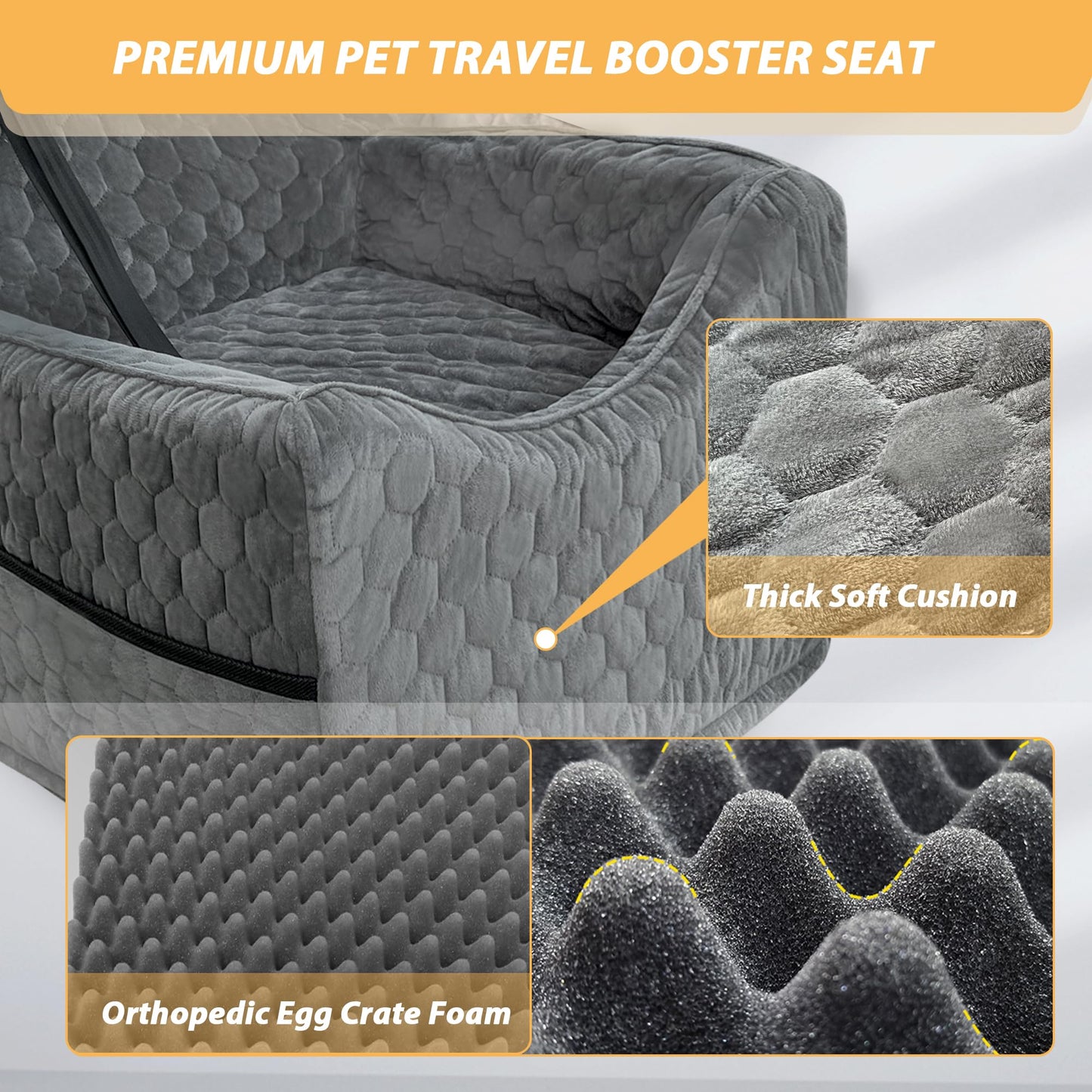 Travel Dog Car Seat for Dogs up to 35 lbs – Gray