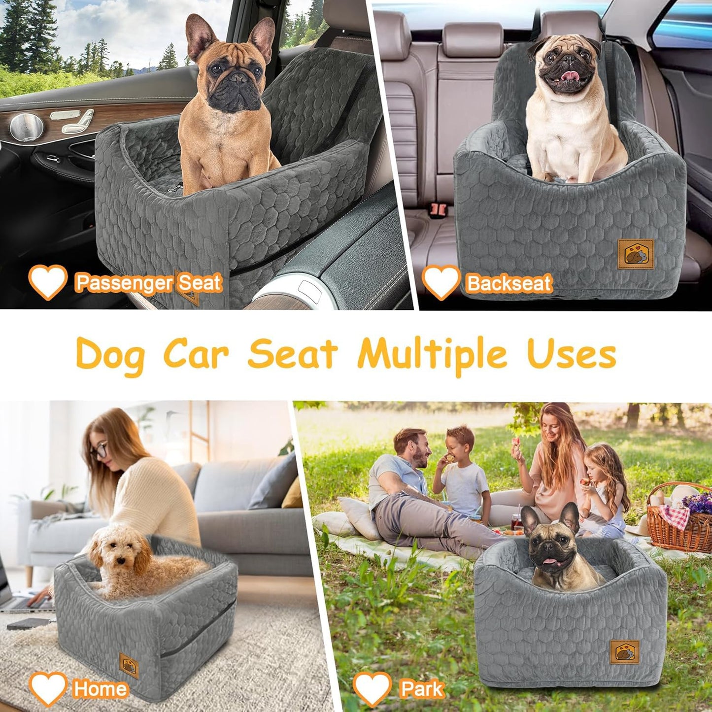 Travel Dog Car Seat for Dogs up to 35 lbs – Gray